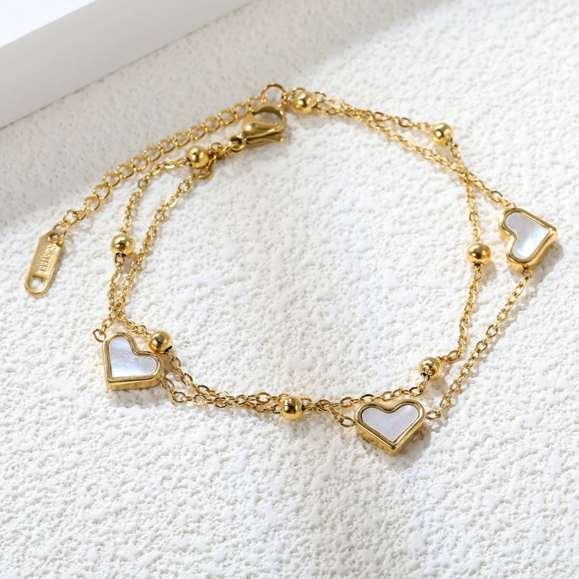Golden Heart Charms Bracelet