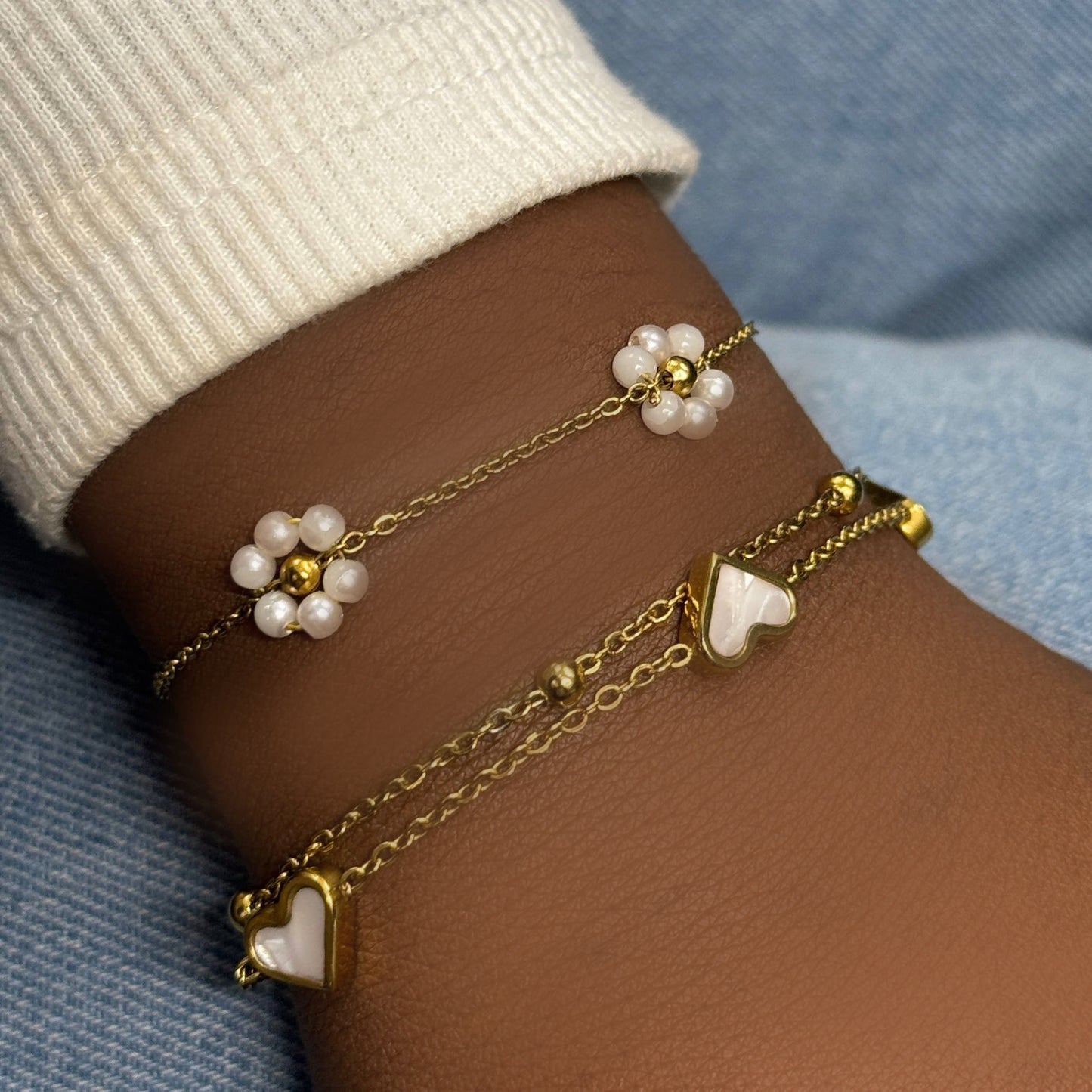 Golden Heart Charms Bracelet