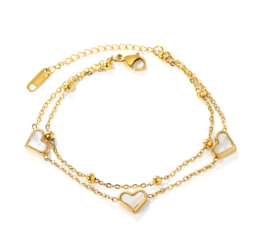 Golden Heart Charms Bracelet